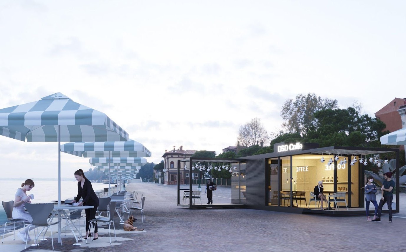 Mẫu thiết kế quán cafe khung thép nhỏ dưới 50m2